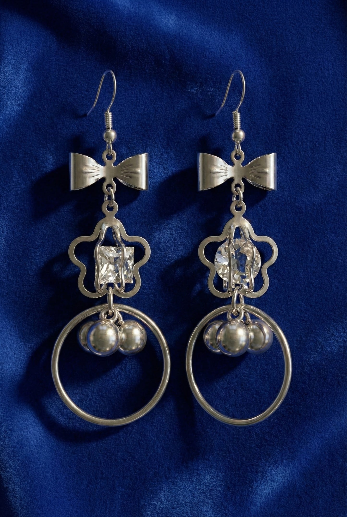 Pretty & Pure™ Celeste Bow Crystal Silver Jhumkas