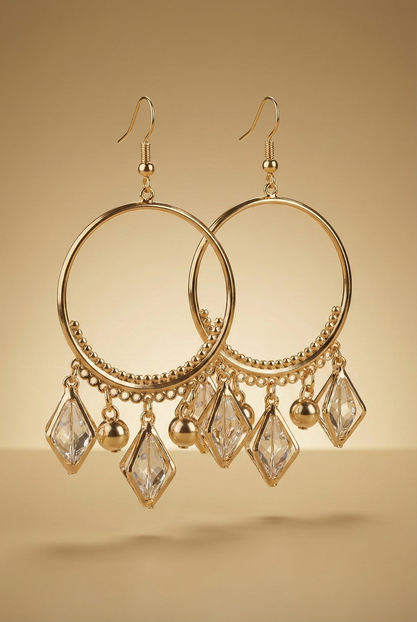 Pretty & Pure™ Aurelia Halo Gold Crystal Jhumkas