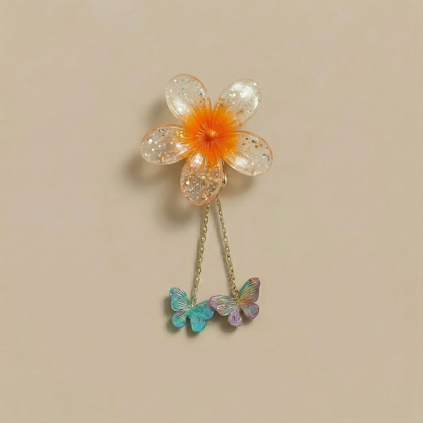 Butterfly Flower Hair Clips Set for Girls – Cute Dangling Hair Accessories (Set of 3)