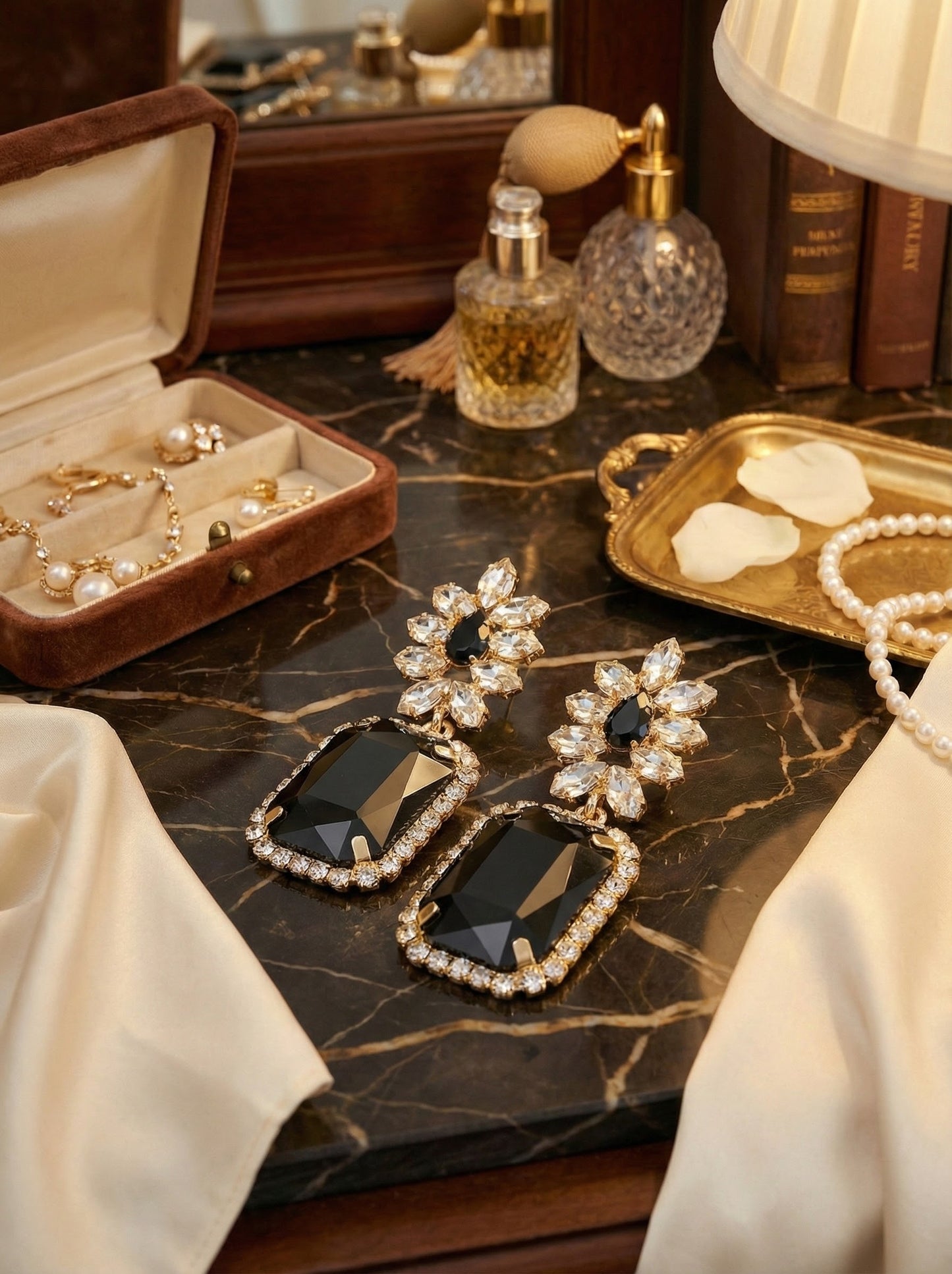 Pretty & Pure™ Noire Empress Crystal Jhumkas Ultra-Exclusive Boutique Piece