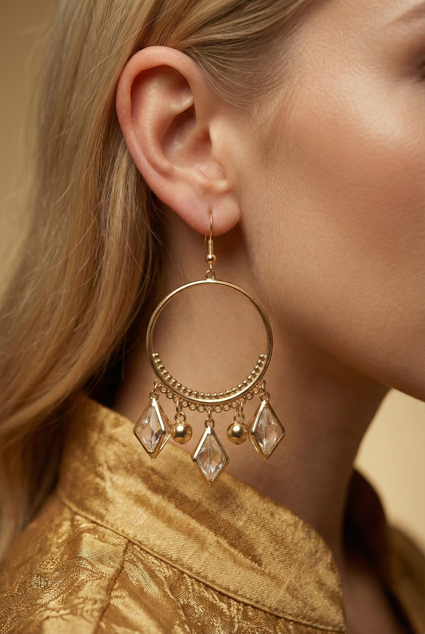 Pretty & Pure™ Aurelia Halo Gold Crystal Jhumkas