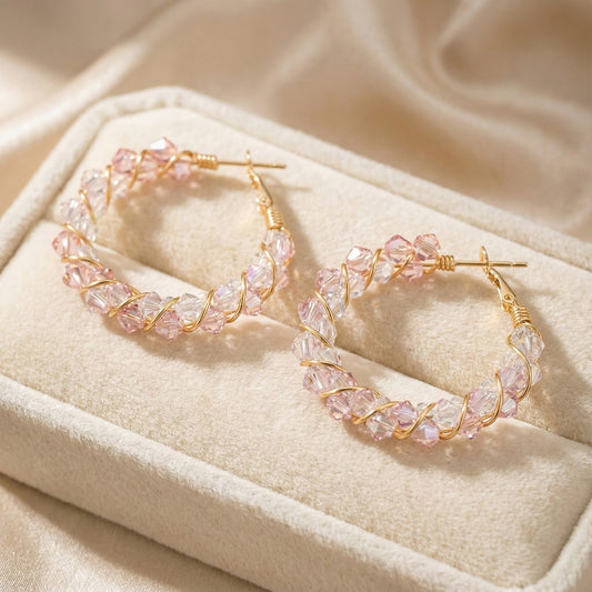 Pretty & Pure™ Rosé Whisper Crystal Hoop Jhumkas