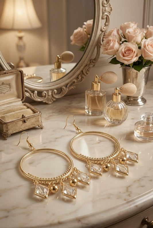 Pretty & Pure™ Aurelia Halo Gold Crystal Jhumkas