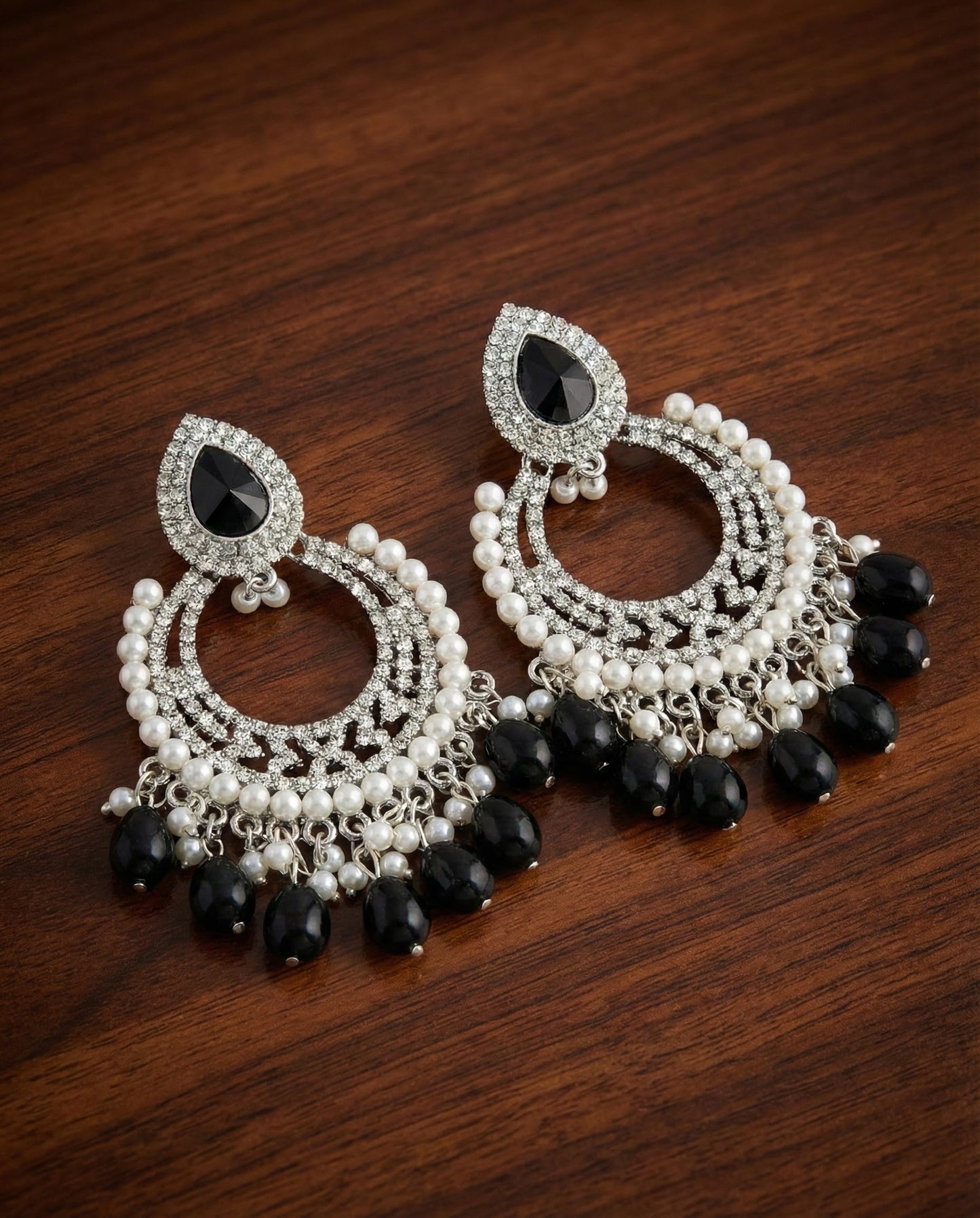 ✨ Pretty & Pure – Midnight Pearl Royale Jhumka ✨