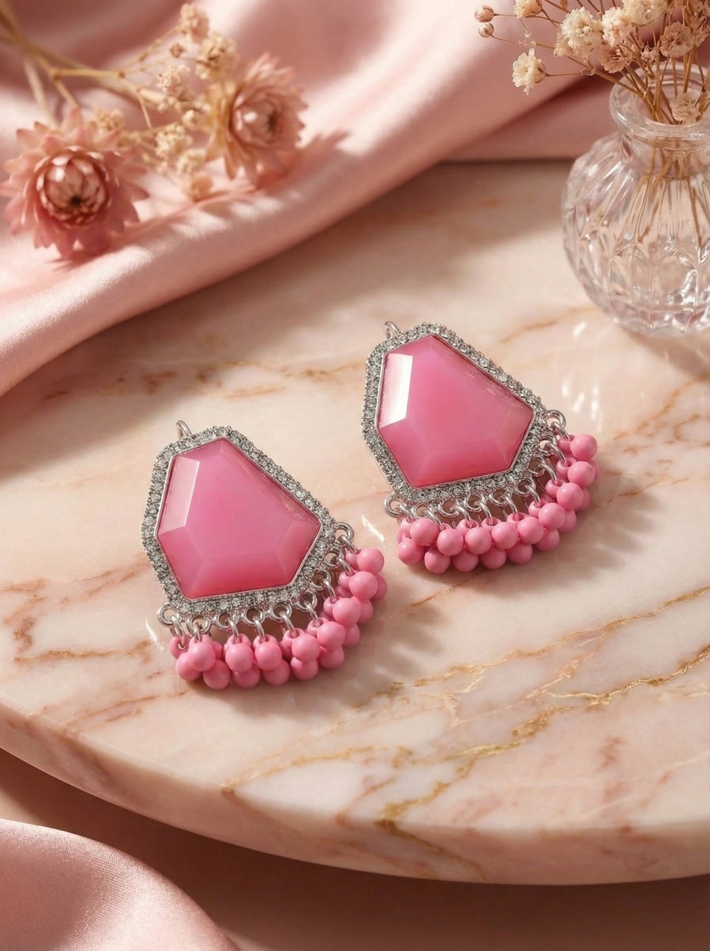 Pretty & Pure™ Blush Empress Crystal Jhumkas